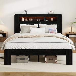 Kumasinova Queen/King/Full Bed Frame with USB Charging,Platform Bed Frame with Storage LED Headboard,Queen/King/Full Size Bed Frame with Wood Slats - 1 of 4