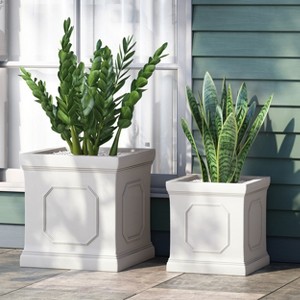 Christopher Knight Home Burgos Outdoor Lightweight Concrete Medium and Large Planter Set,  Antique White - 1 of 4