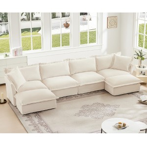 GDFStudio Bucyrus Modern 156.6"W Modular Deep Seat Sectional Sofa with Removable Covers - 1 of 4