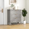 Modern Pine Legs 3 Drawer Storage Cabinet,Farmhouse Entryway Cabinet with 3 Drawers,Wooden Living Room Bedroom Nightstand Dresser-Coolbibila - 2 of 4