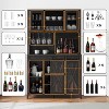 Kitchen Pantry Cabinet with Sliding Barn Door, 70" Farmhouse Coffee Bar Cabinet for Kitchen, Dining Room - 3 of 4