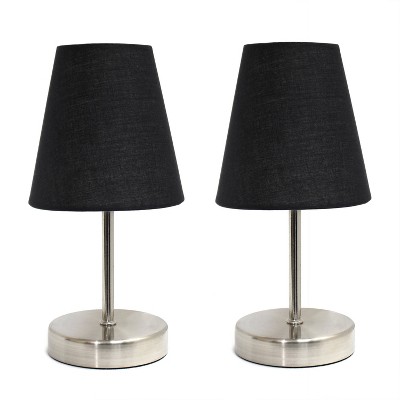 Creekwood Home Set of 2 10.5" Iconic Mini Sand Nickel Table Lamps Black