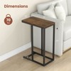 Costway C-shaped Side Table Industrial Sofa Table with Heavy-duty Metal Frame Brown/Gray - 3 of 4