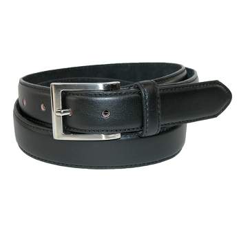 CTM Men's Big & Tall Leather Basic Dress Belt with Silver Buckle