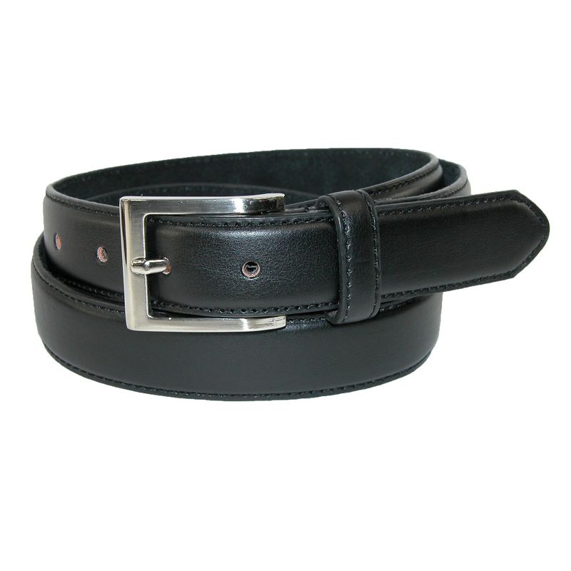 CTM Men's Big & Tall Leather Basic Dress Belt with Silver Buckle, 1 of 3