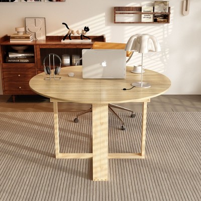 FUFU&GAGA Multifunctional Transformable Wood Computer Desk Office Desk with Expandable Top