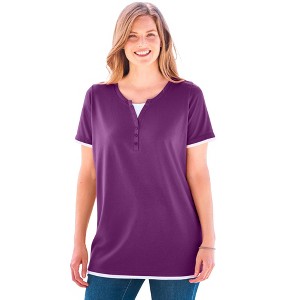 Woman Within Plus Size Layered-Look Tee - 1 of 4