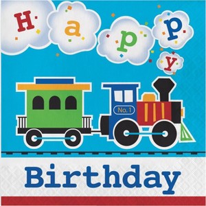 48ct All Aboard Train Birthday Napkins - 1 of 3