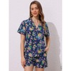 Allegra K Women's Floral Tropical Vacation Beach Hawaiian Button Down Shirt and Short Set - 2 of 4