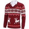 Clearlove Mens Ugly Christmas Sweaters Snowflakes Holiday Reindeer Printed Shawl Collar Knitted Long Sleeve Pullover Jumpers - 3 of 4