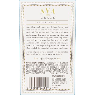 Ava Grace Sauvignon Blanc White Wine - 750ml Bottle