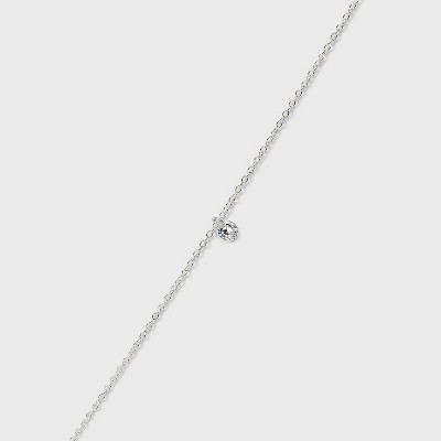 Sterling Silver Pierced Cubic Zirconia Anklet - A New Day™ Silver