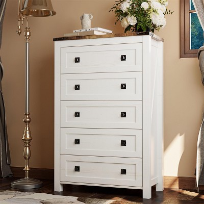 Dresser for Bedroom, Farmhouse Wood Rustic Wide Chest of Drawers, Storage Dressers Organizer for Bedroom, Living Room, Hallway