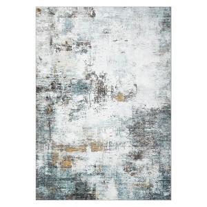 Washable Modern Abstract Rug Non Slip Low Pile Rug Soft Contemporary Throw Floor Cover Foldable Indoor Carpet for Living Room Bedroom - 1 of 4