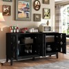 60.5inMid Century Modern Sideboard Buffet Cabinet with Storage,Storage Cabinet with 4 Doors & Adjustable Shelves for Kitchen Entryway, Black - 2 of 4