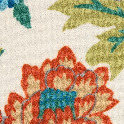 Ivory Multicolor Floral 4' x 6' Synthetic Indoor/Outdoor Rug