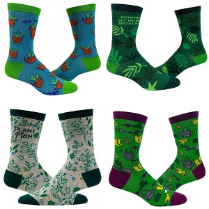 Crazy Dog T-Shirts Womens Cute Plants Socks Bundle 4 Pack Socks With Funny Graphics For Ladies - 1 of 4