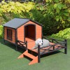 PawHut Small/Medium Dog House with Porch for Expansive Size, Wooden Elevated Dog Shelter, 67" - 2 of 4