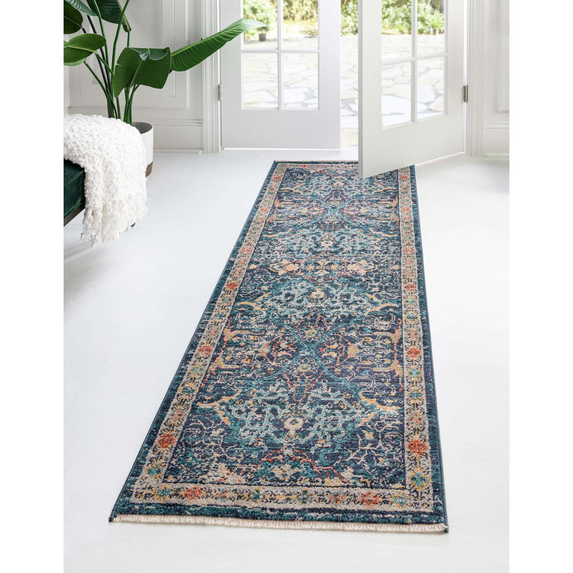 Unique Loom Lola Collection Area Rug - Vivacious (2' x 5' 11" Runner Navy Blue/Gray)