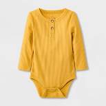 Baby Boys' Rib Henley Long Sleeve Bodysuit - Cat & Jack™ Mustard Yellow