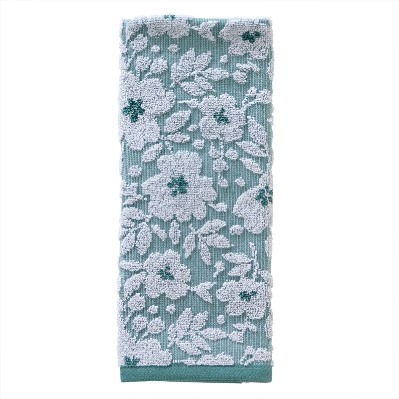 2pc Floral Jacquard Hand Towel Set Moss Green - SKL Home, 3 of 7