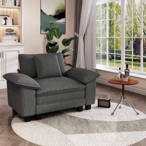 Captiva Designs Comfy Deep Seat Armchair, Oversized 1 PC Lounge Chair for Living Room, Corduroy & Chenille Fabric - 1 of 4