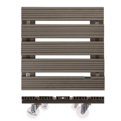 Taupe 15.4" Square Wood Plastic Composite Plant Caddy