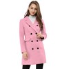 Allegra K Women's Elegant Notched Lapel Double Breasted Long Sleeve Winter Overcoat - 3 of 4