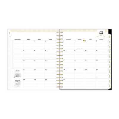 Day Designer 2024-25 Daily/Monthly Planner 10&#34;x8&#34; Wirebound Frosted Rugby Stripe Black_3