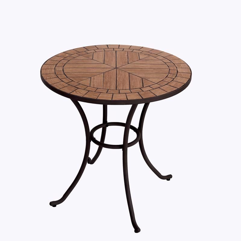 Living Accents Brown Round Stainless Steel Mosaic Bistro Table, 1 of 2