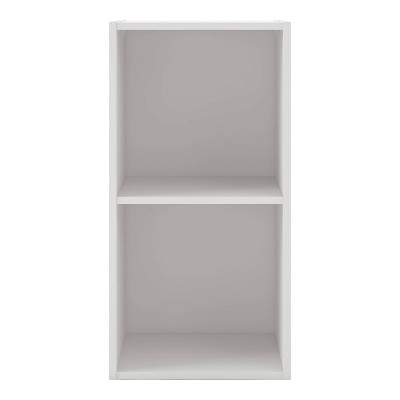 White 2-Shelf Stackable Cube Bookcase with Closed Back
