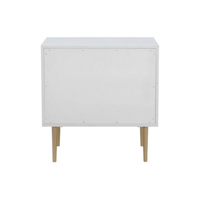 White and Gold 2-Drawer Nightstand with Sleek Design