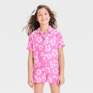Girls' Minnie Mouse Gauze Cabana Top - Pink - 1 of 3