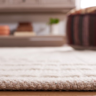 Ivory Beige Handwoven Wool Area Rug 6' x 9'