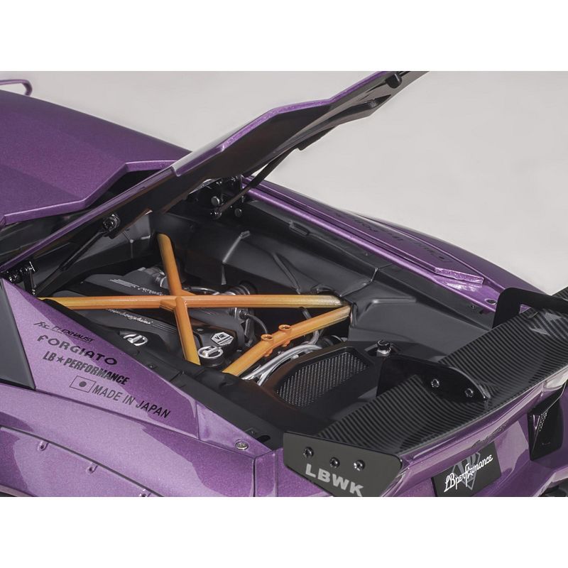 Lamborghini Aventador Liberty Walk LB-Works Viola SE30 Purple Metallic with Carbon Hood Limited Ed 1/18 Model Car by Autoart, 5 of 7