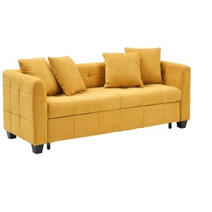 NicBex 77.9 Inch Pull-out Sofa Bed Convertible 3 Seat Sofa with 4 Throw Pillows for Living Room,Apartment,Yellow - 1 of 4