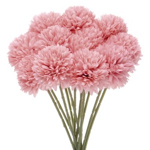 Unique Bargains Plastic Silk Durable Artificial Chrysanthemum Ball Flowers 11" - 1 of 4