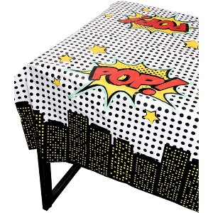 Blue Panda 3-Pack Hero Comic Book Disposable Plastic Tablecloth Table Covers Birthday Party Supplies 54x108" - 1 of 4