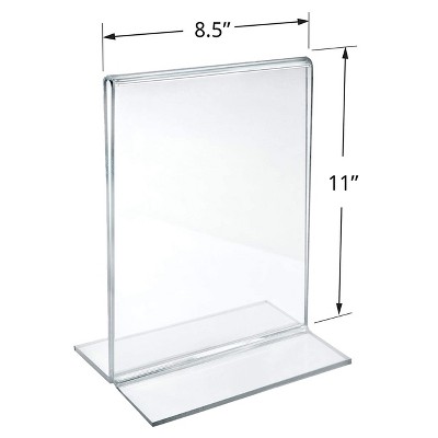 Clear Acrylic Double-Foot T-Frame Sign Holder Set, 8.5" x 11"