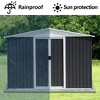 Gulches Outdoor Storage Garden Bike Shed 8x6 Feet Apex Roof Dark Grey With Aluminum alloy frame and sliding door - 3 of 4