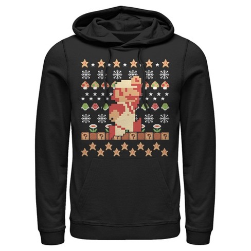 Men's Nintendo Ugly Christmas Super Mario Pixel Pull Over Hoodie - image 1 of 3