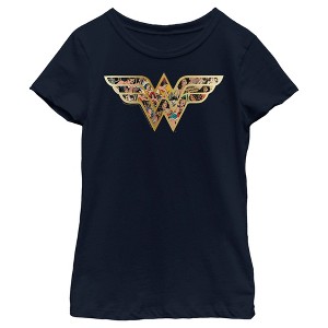 Girl's Wonder Woman Symbol Build Up Fill T-Shirt - 1 of 4