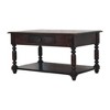 Turned Legs Cherry Console Table, Solid Mango Wood, 2 Drawers, Dark Brown Finish - 4 of 4