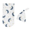 Sweet Jojo Designs Gender Neutral Baby Cocoon and Beanie Hat Swaddle Wrap Bear and Moon Blue Gold and White 2pc - 2 of 4