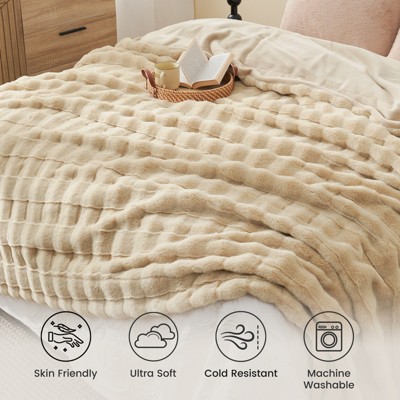 Cozy Bliss Fluffy Faux Fur Throw Blanket Soft Bed Blankets for Sofa Bed