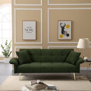 DOMETOUR 70.1 Inch Futon Sofa Bed for Living Room Bedroom, Convertible Sofa Bed Sleeper Loveseat with Armrests and 2 Pillows - 1 of 4