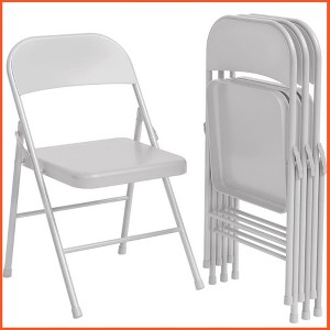 Folding Chairs Set of 2, Foldable Chairs with Metal Frame Hold Up to 350 Pounds, Portable Grey Folding Chairs - 1 of 4