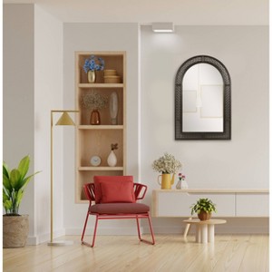 Kiera Grace 24"x36" Rattan Arch Mirror Matte Black: Modern Style, No Assembly, Wall Mounted Decorative Mirror - 1 of 3