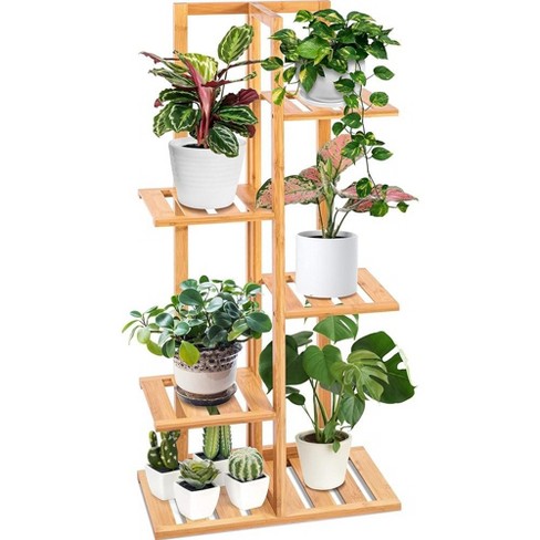 Serenelife 5-tier Bamboo Plant Rack, Natural Eco-friendly Bamboo, 40.55 ...