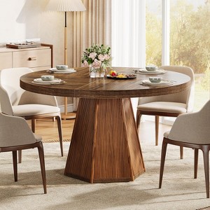 Tribesigns 47-Inch Round Dining Table for 4, Farmhouse Wood Kitchen Table for Dining Room, Sturdy Dinner Tables with Hexagonal Pedestal - 1 of 4